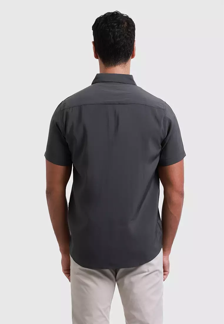 MOC Kemeja Lengan Pendek Pria MONTE - DARK GREY