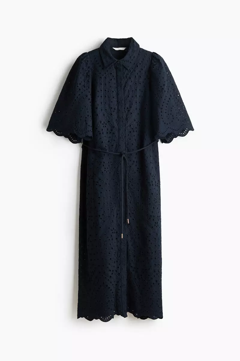 Broderie-anglaise cotton shirt dress