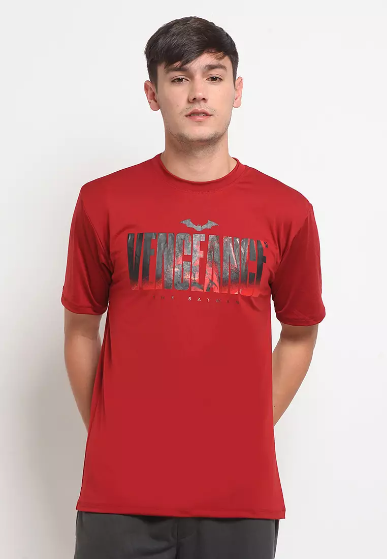 Flexzone Sporty Tee The Batman Movie Vengeance Graph DC Comics Maroon