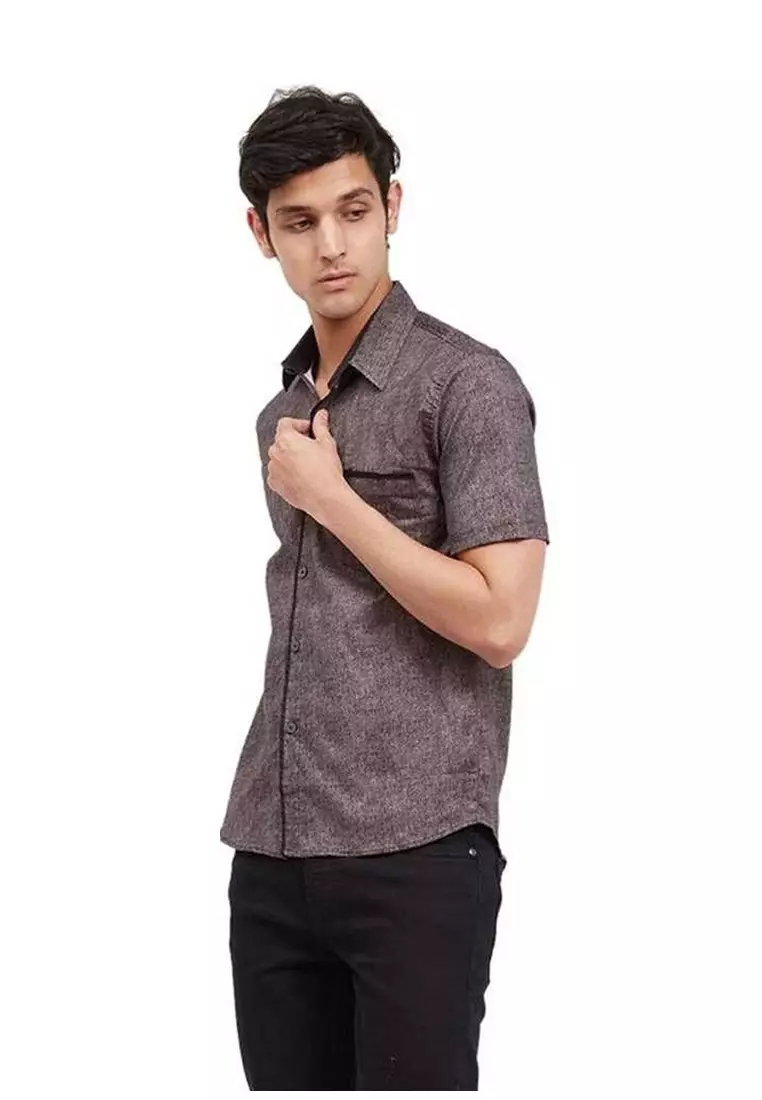 Dwan Shirt Baju Kemeja Pria Design Pastel Atasan Lengan Pendek Premium Quality ORIGINAL - Gray