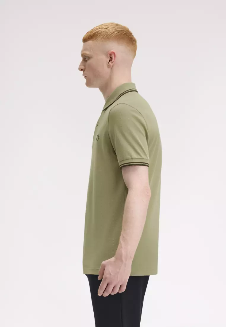 Fred Perry M3600 Twin Tipped Fred Perry Shirt (Olive Mint / Night Green / Night Green)