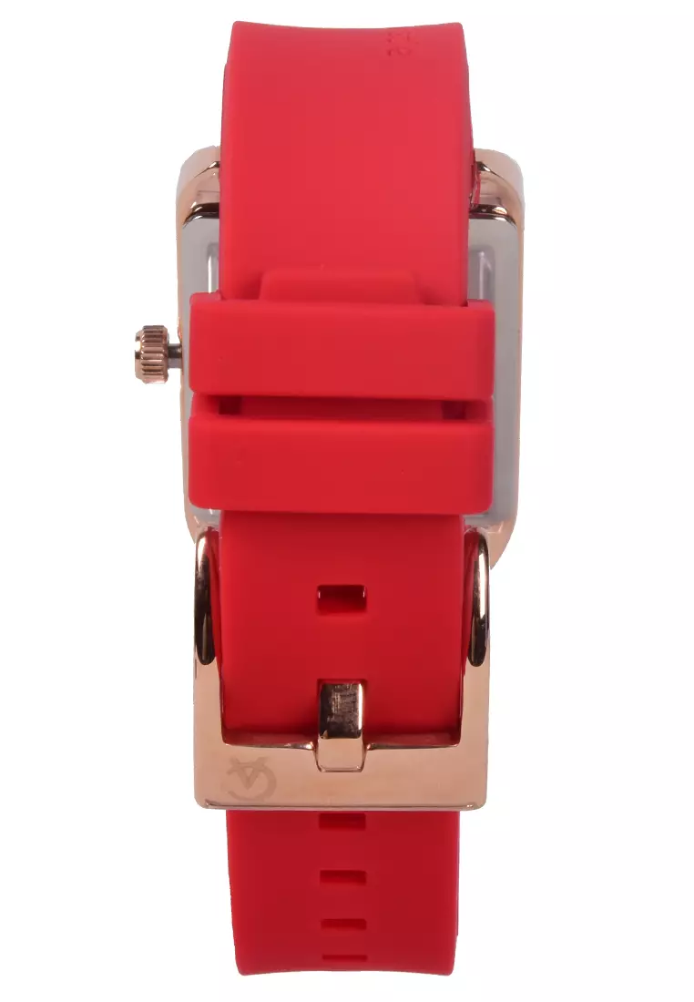 Alexandre Christie - Female Analog Watches - Jam Tangan Analog Wanita - Rosegold - Red Rubber Strap - 2995 LDRRGRE