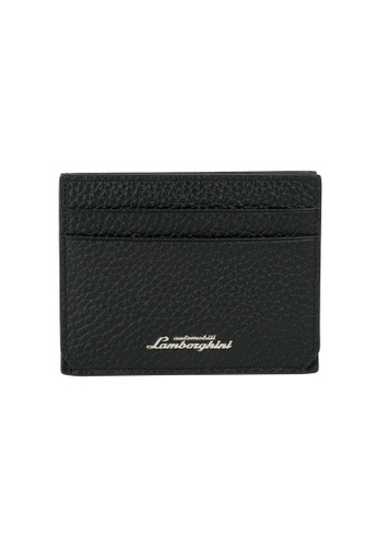 LAMBORGHINI black Automobili Lamborghini® Script Black Calf Leather Wallet and Credit Cards holder 4D1D3AC045CEDBGS_1
