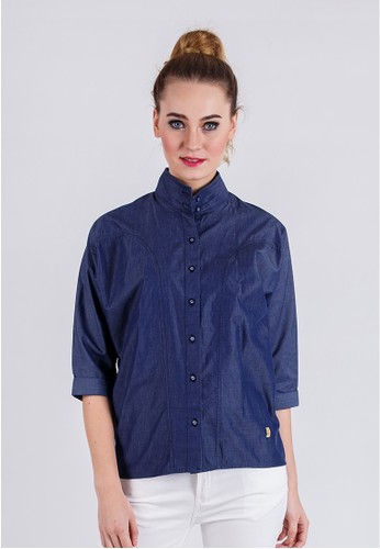 LGS - Slim Fit - Ladies Shirt - Blue Navy - Long Sleeve.