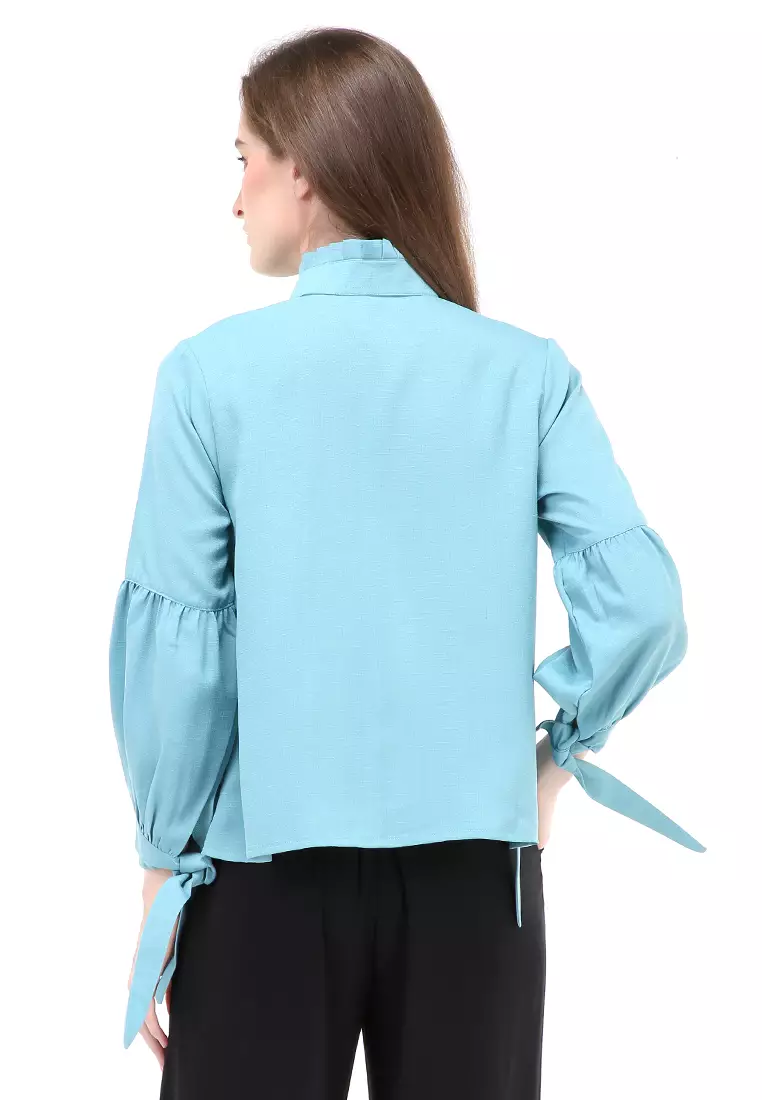 Viera Blouse Long Sleeves Wanita Motif Polos Atasan Wanita Casual - Tosca