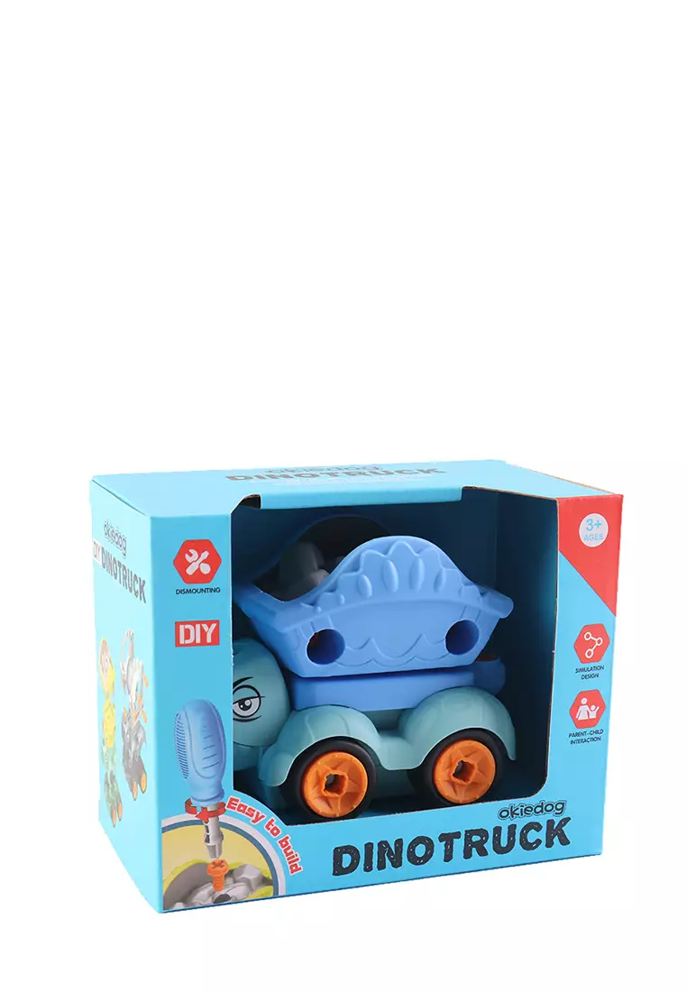 Okiedog Dino Truck Dump Truck BLUE - mainan bongkar pasang anak