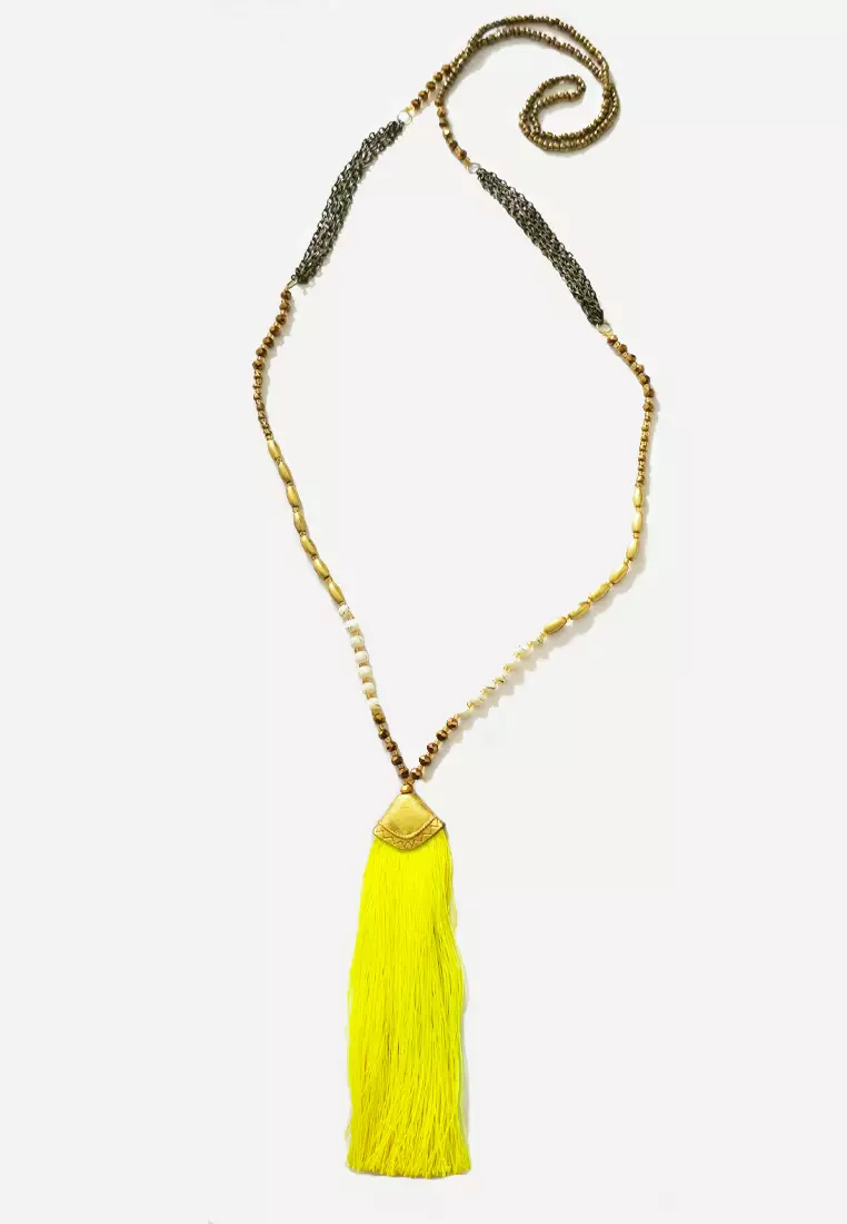 Aksesoris Wanita Neon Tassel Necklace Kalung Wanita Neon Green,Silver & Gold