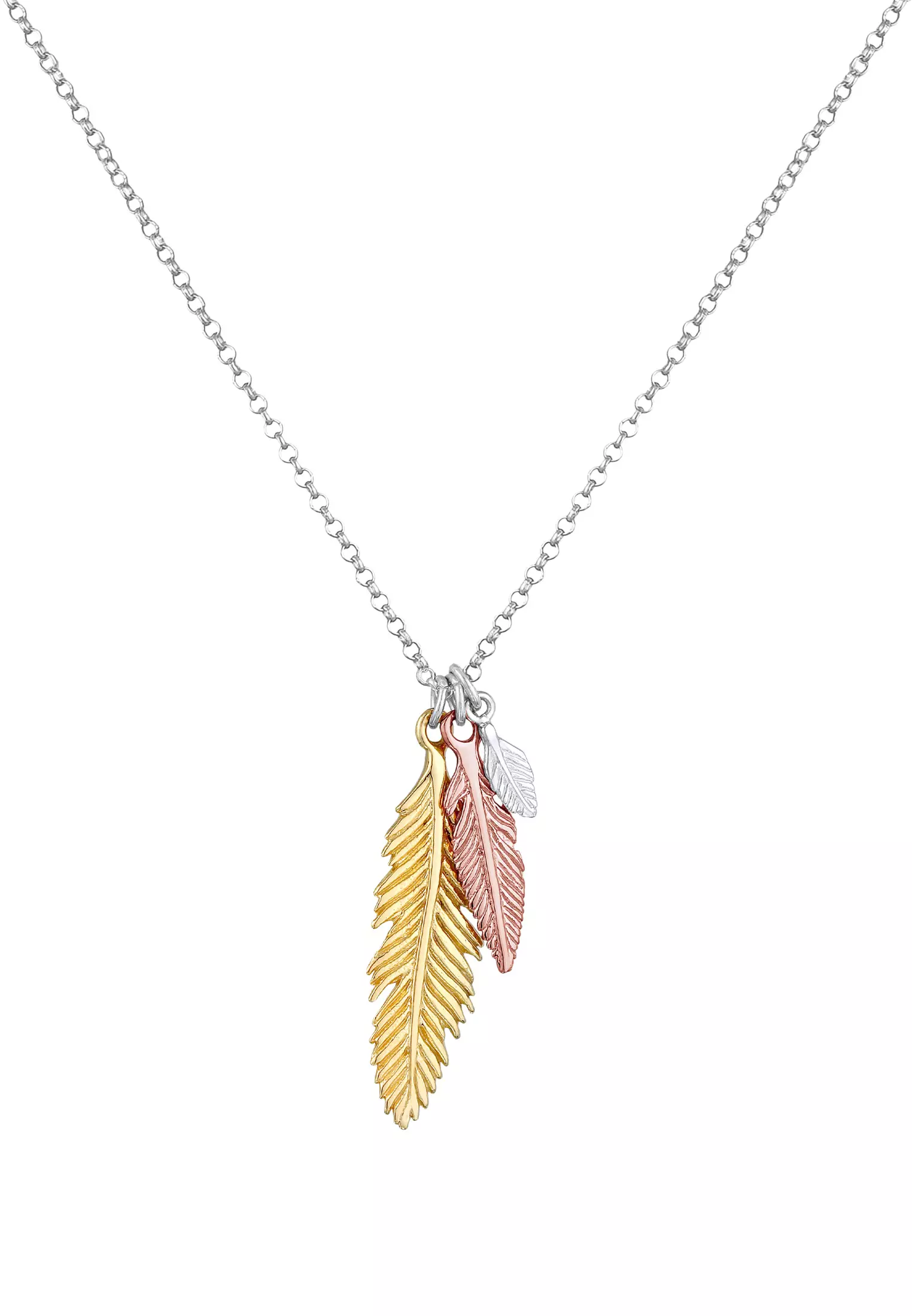 Necklace Feather Boho Tricolor