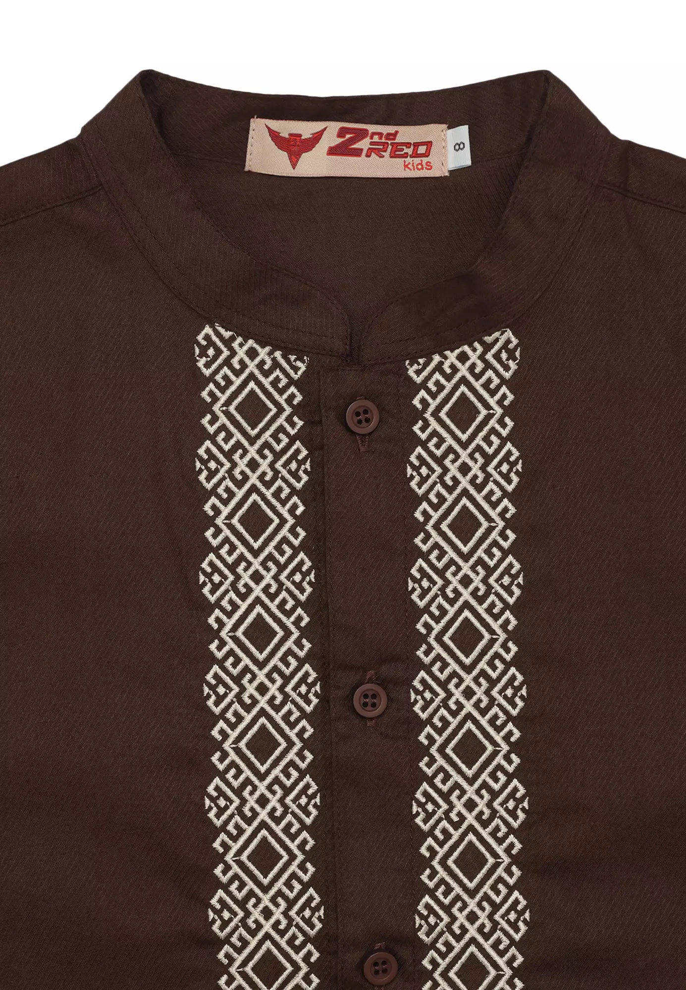Baju Koko Set Anak Laki Bordir Square Dark Brown - AMAZING