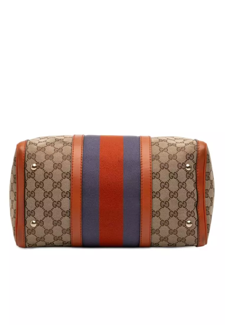 Pre-Loved Gucci Medium Gg Canvas Web Joy Boston Bag
