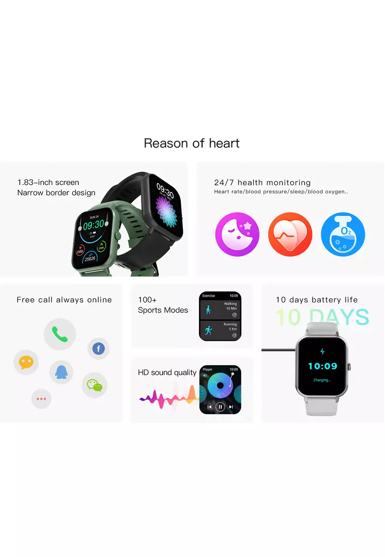 SmartWatch ZL54C Jam Pintar Full Touch Screen 1.83inci Olahraga BT Call Jam Tangan Wanita/Pria pink dengan tali jam gratis