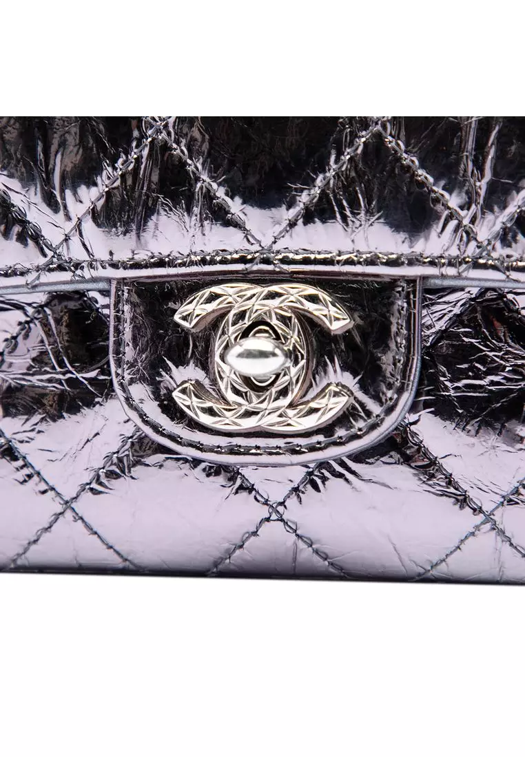 Pre-Loved Chanel Mini Quilted Metallic Calfskin Ring Top Handle Flap