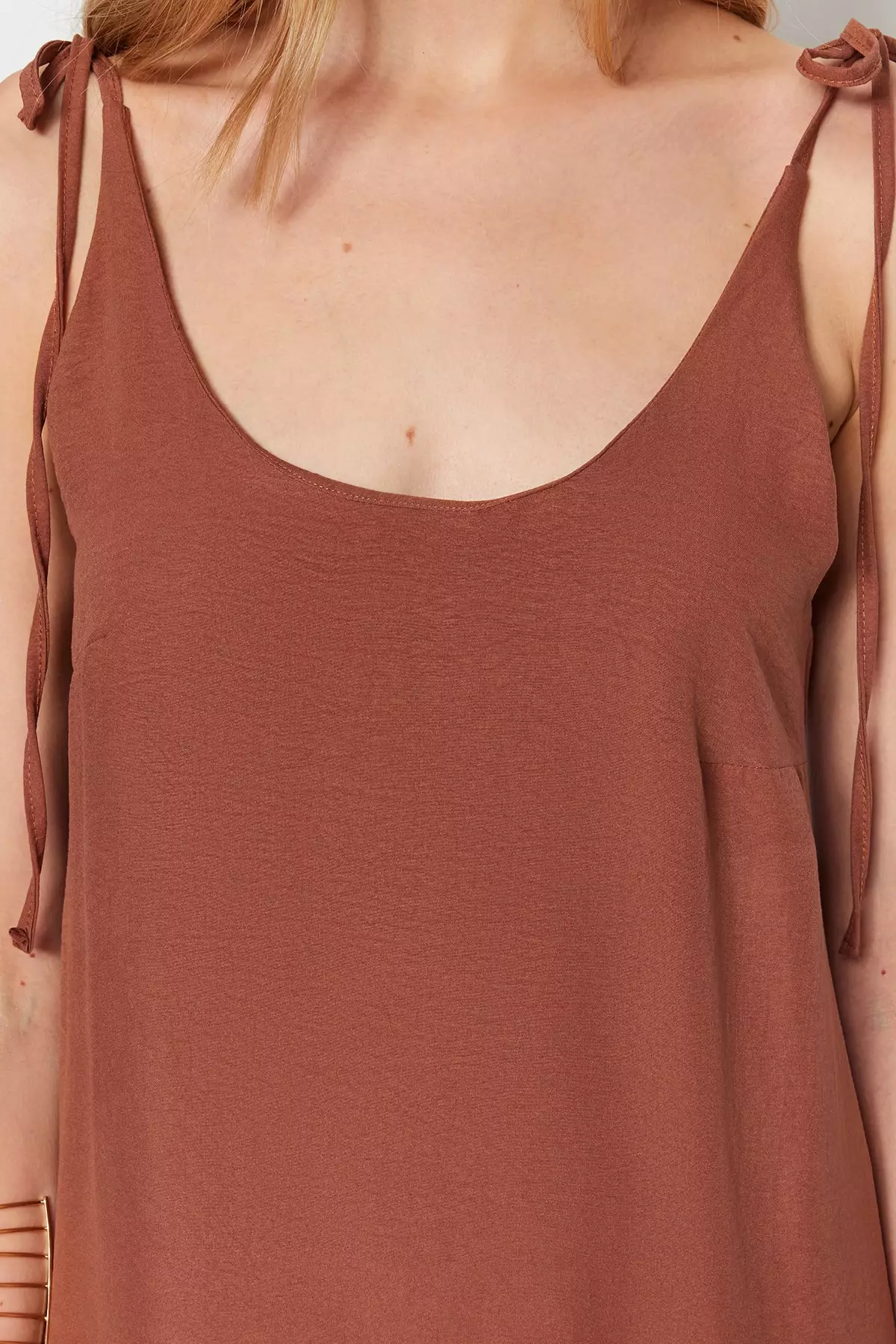 Woven Strap Slit Detailed Dress