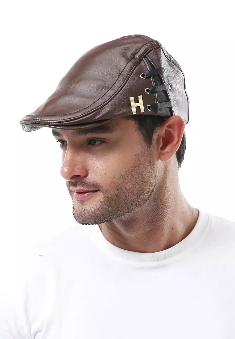 Kai Aksesoris Fashion Pria Wanita Casual Hat Preferred Style Material Leather ORIGINAL - Light Coffee