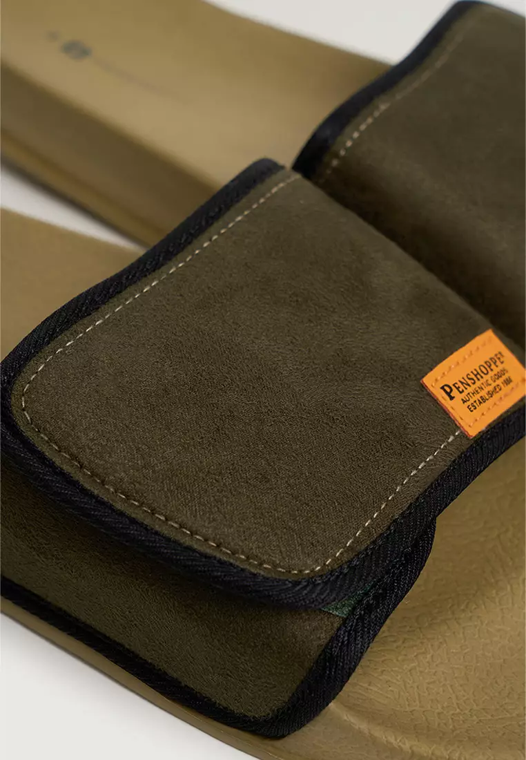 Men's Velcro Slides with Contrast Outsole