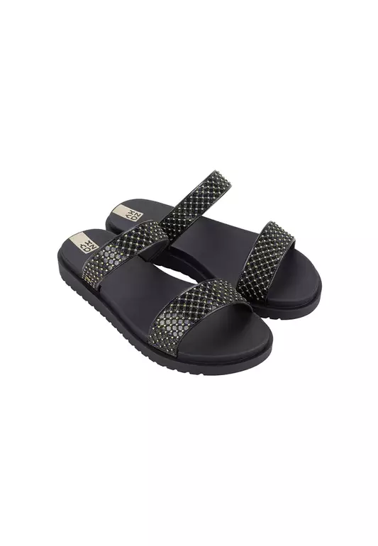 Zaxy Spark Black Comfortable Slides For Ladies