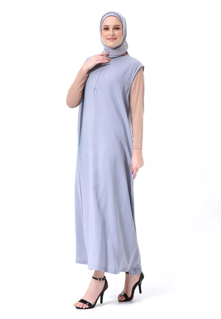 Callista Basic Sleeveless Abaya Busui Friendly Premium High Quality - Silver