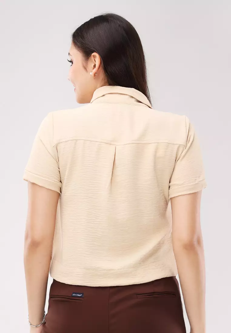 Soft Wrinkle Short Sleeves Blouse