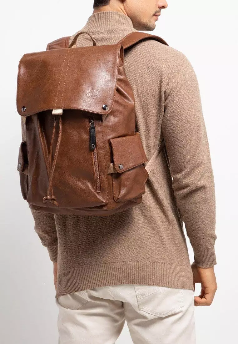 Pu Pocket Flap Large Backpack
