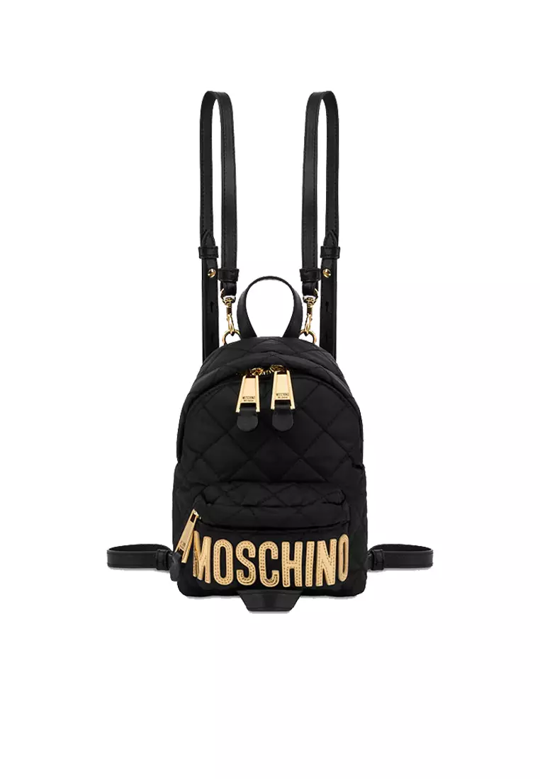Moschino Quilted Logo Plaque Mini backpack Crossbody Bag B7609