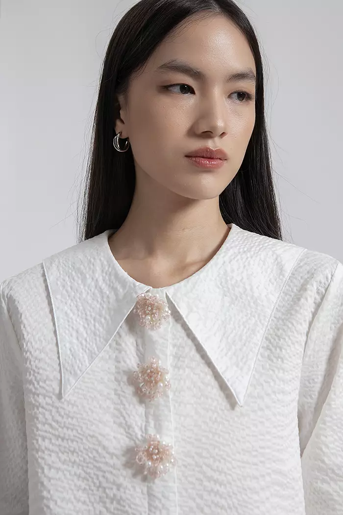 COTTONINK - Atasan Kemeja Wanita Off-white Abril #FallWinter2025