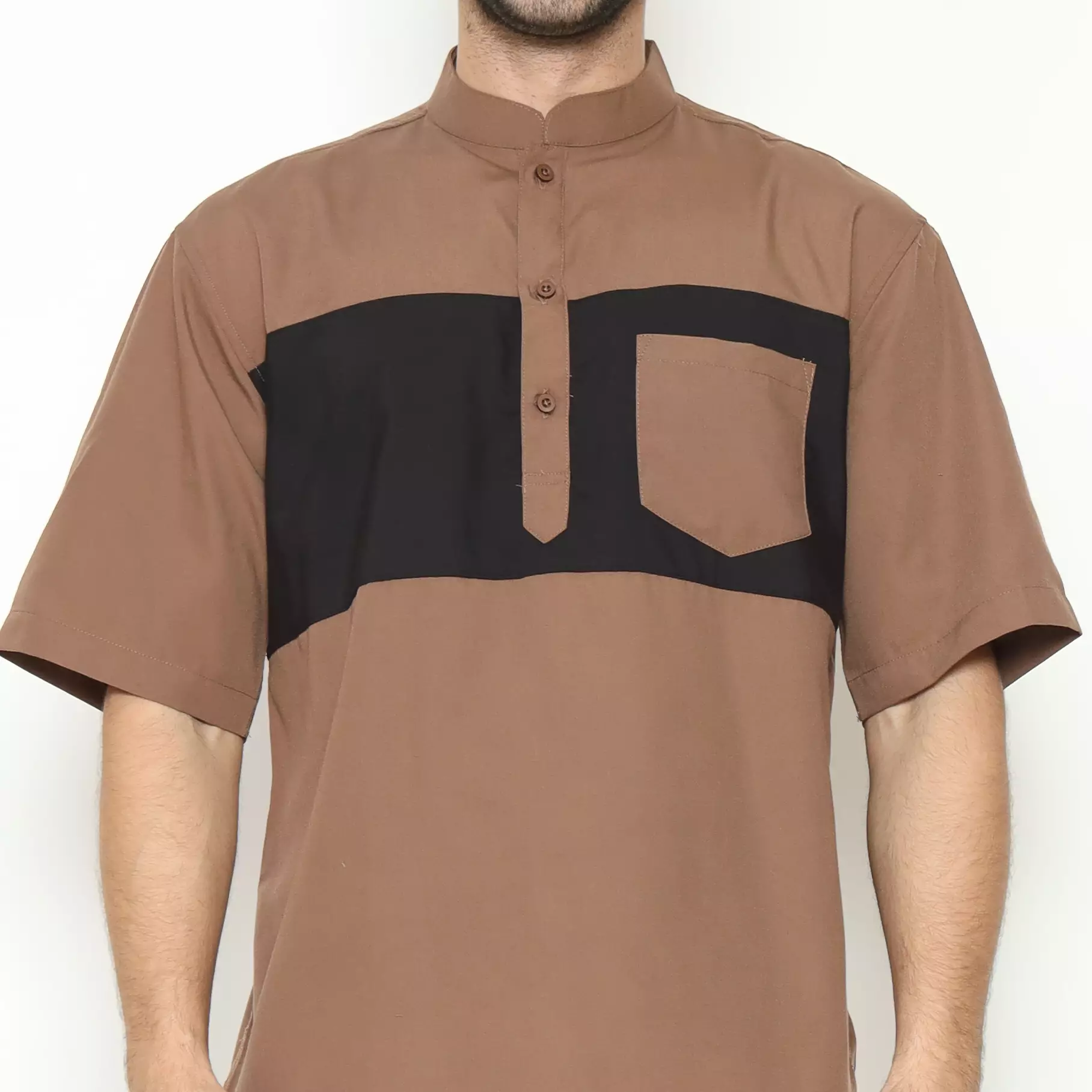 AMK Kemeja Koko Pria Lengan Pendek KK BB 010 S/s Cap 6 Brown