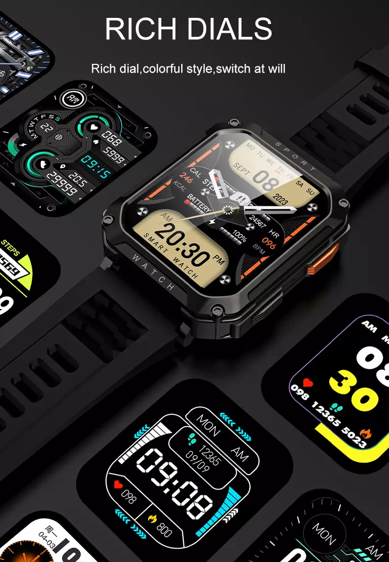 SmartWatch T8 Pro Layar Terang 2.01'' 320*385 TFT Anti Air IP67 Mode Multi-Olahraga Khaki