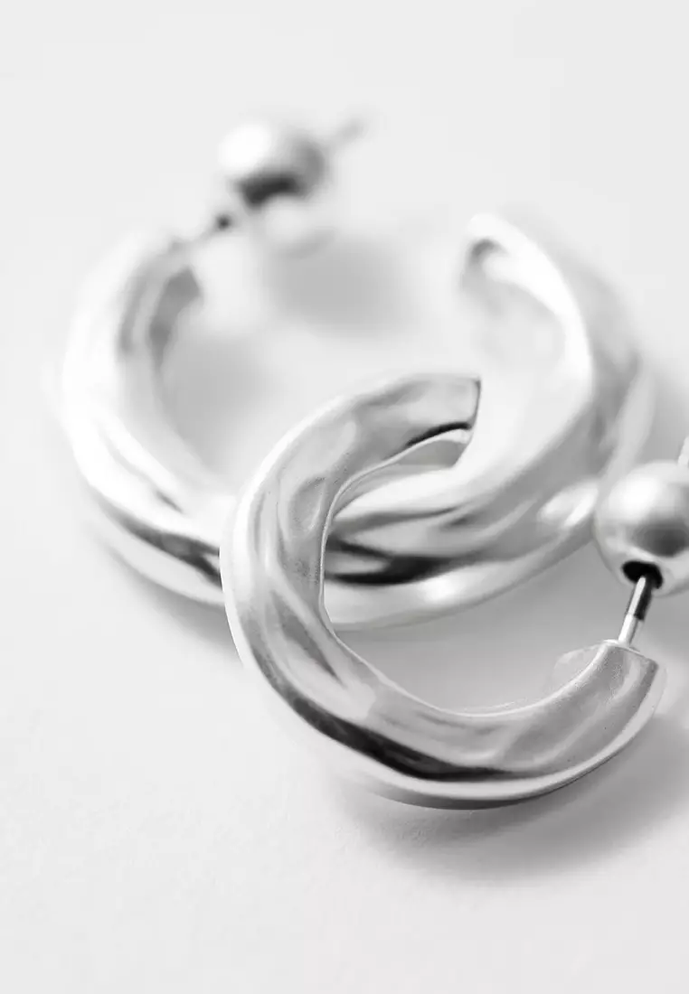 Textured Hoop Earrings Set