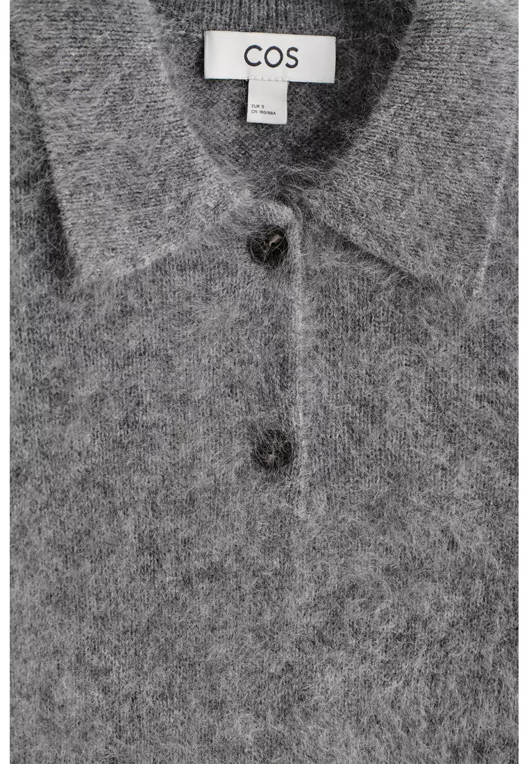 BRUSHED MERINO WOOL POLO JUMPER
