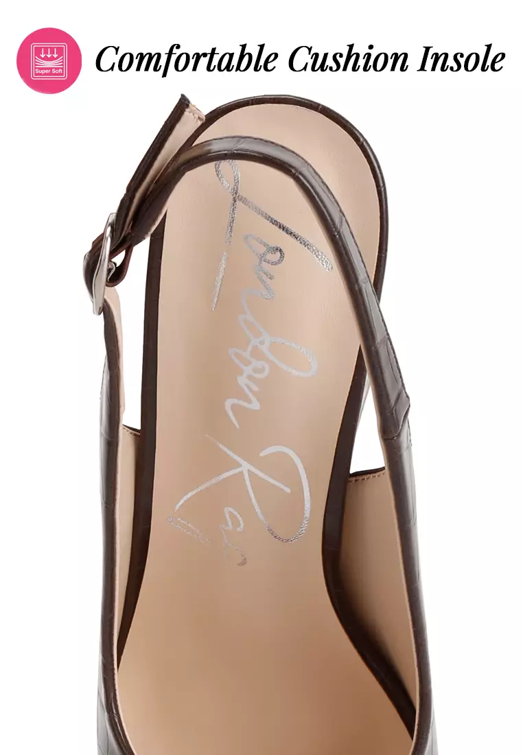 Jual London Rag Brown Croc Texture Sling Back Heels Original 2025