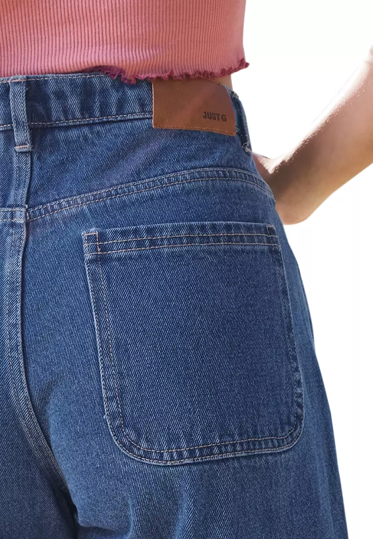 High Rise Wide Cargo Denim Jeans