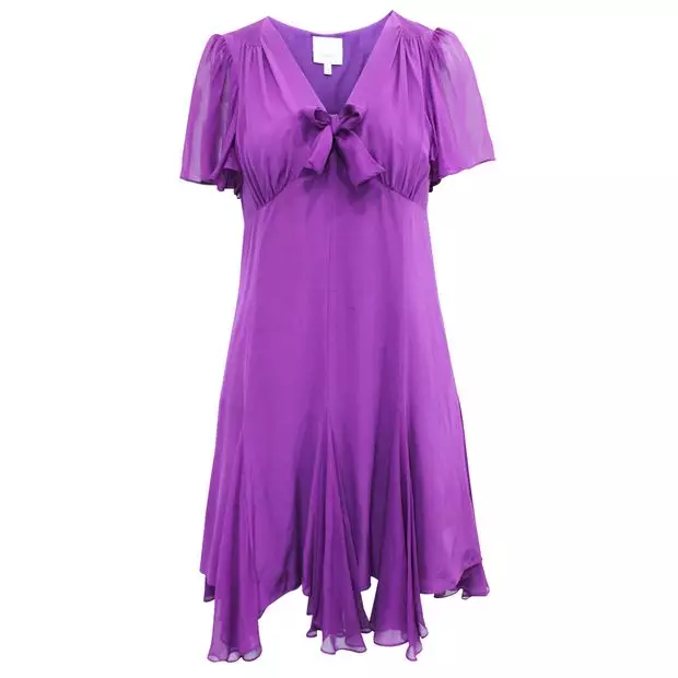 Buy Cinq Sept Pre Loved Cinq Sept Purple V Neck Silk Dress