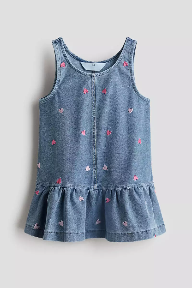 h&m coachella denim dress H&M Coachella Denim Embroided Denim Dress Size 4