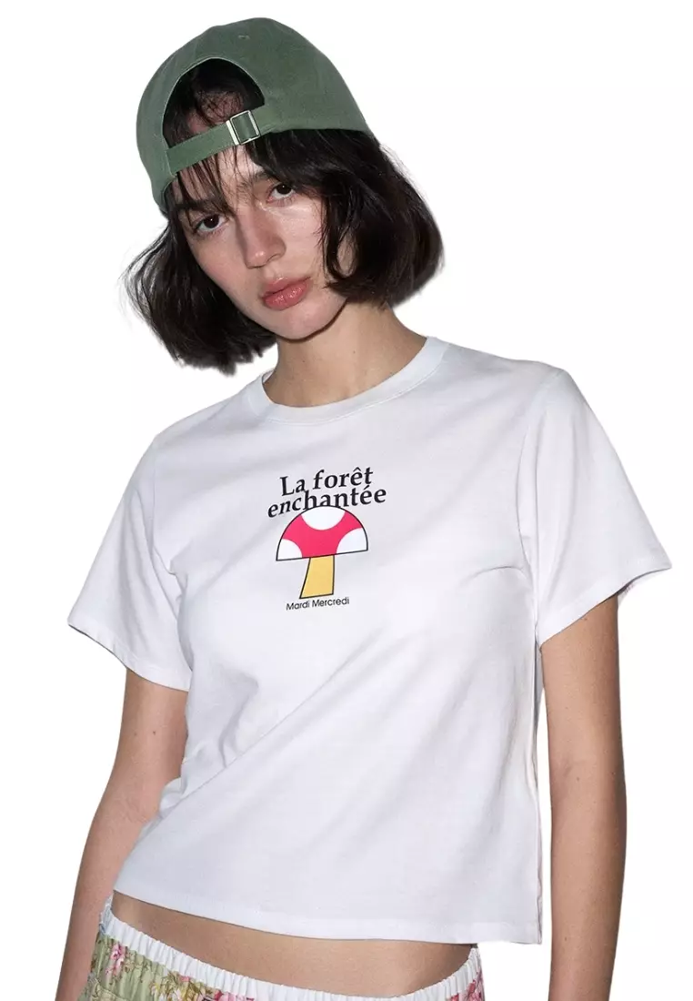 Jual Mardi Mercredi Slim TShirt Enchantee - Mushroom White