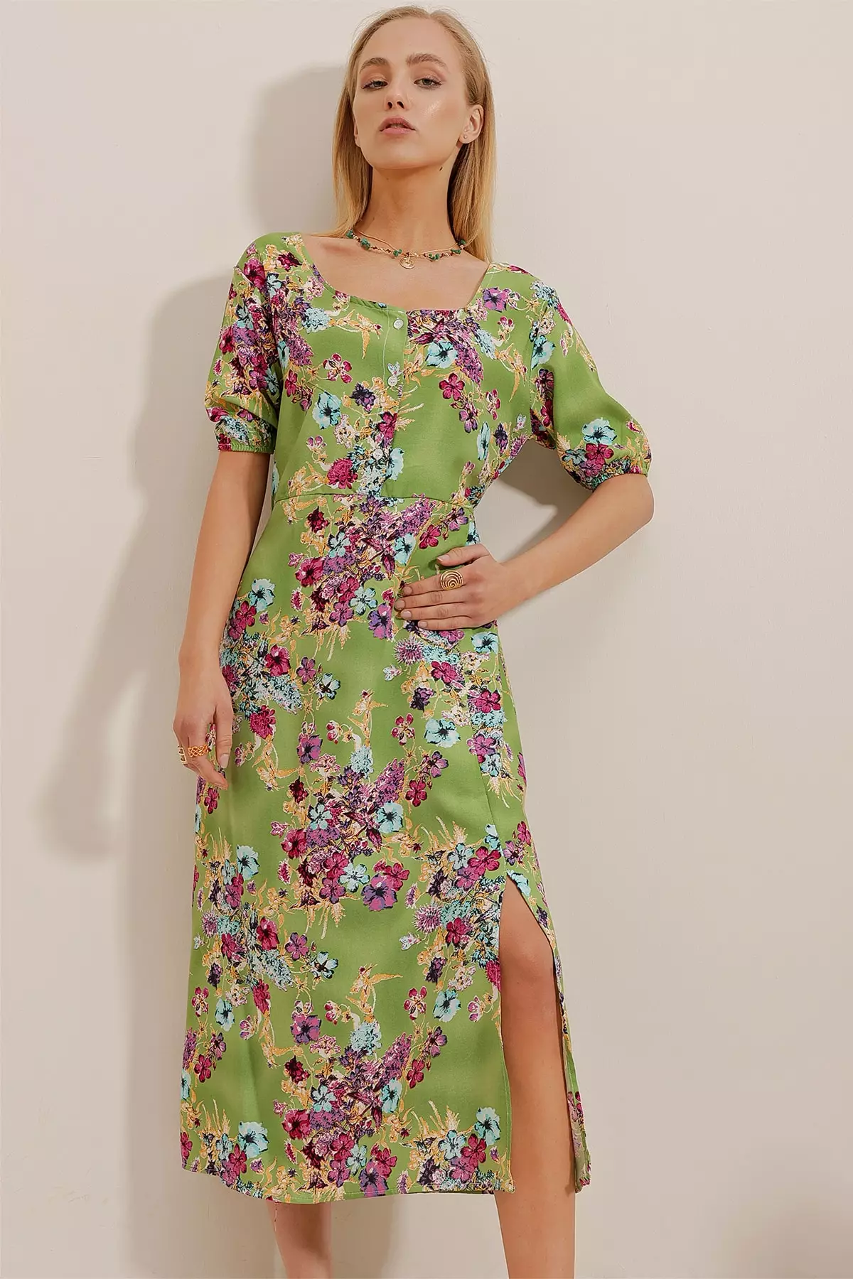 Buy Alacati Puff Sleeves Patterned Dress 2024 Online | ZALORA Singapore