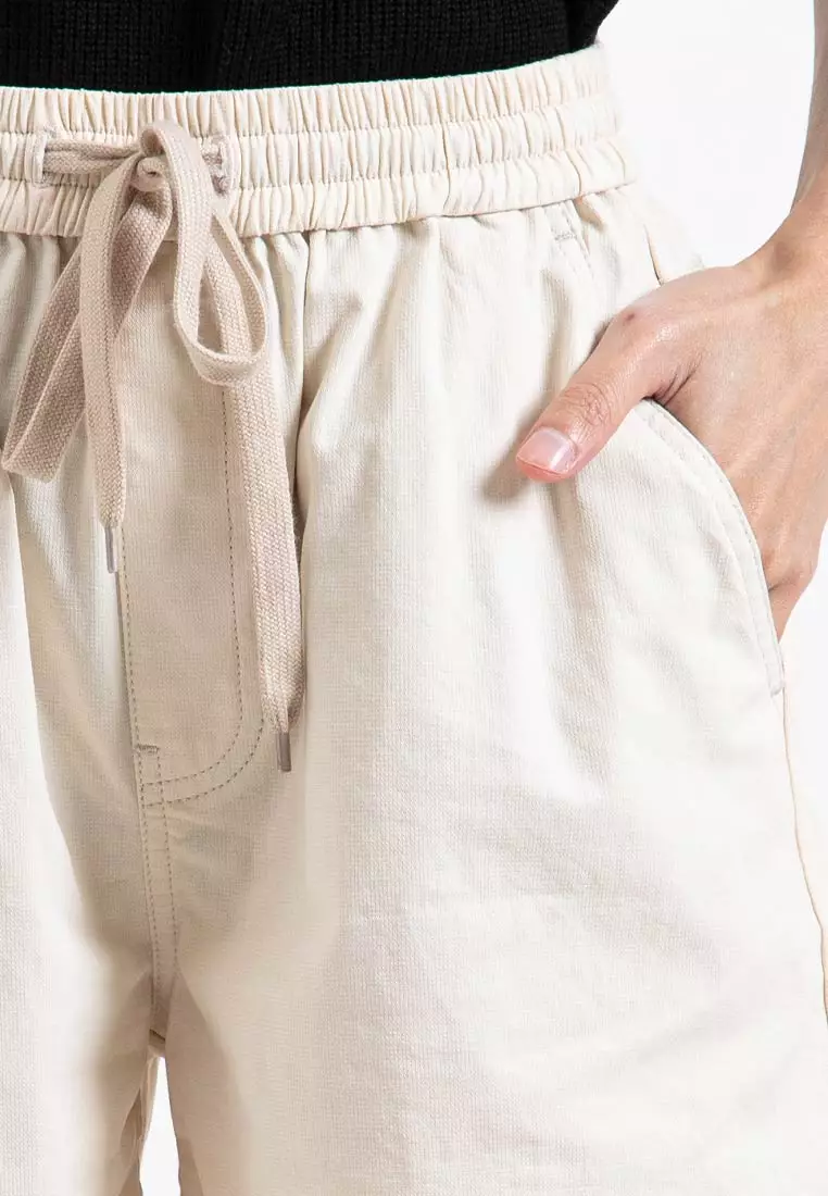Forest Ladies Casual Cotton Short Pants Women Plain Drawstring Shorts - 865108-15Beige