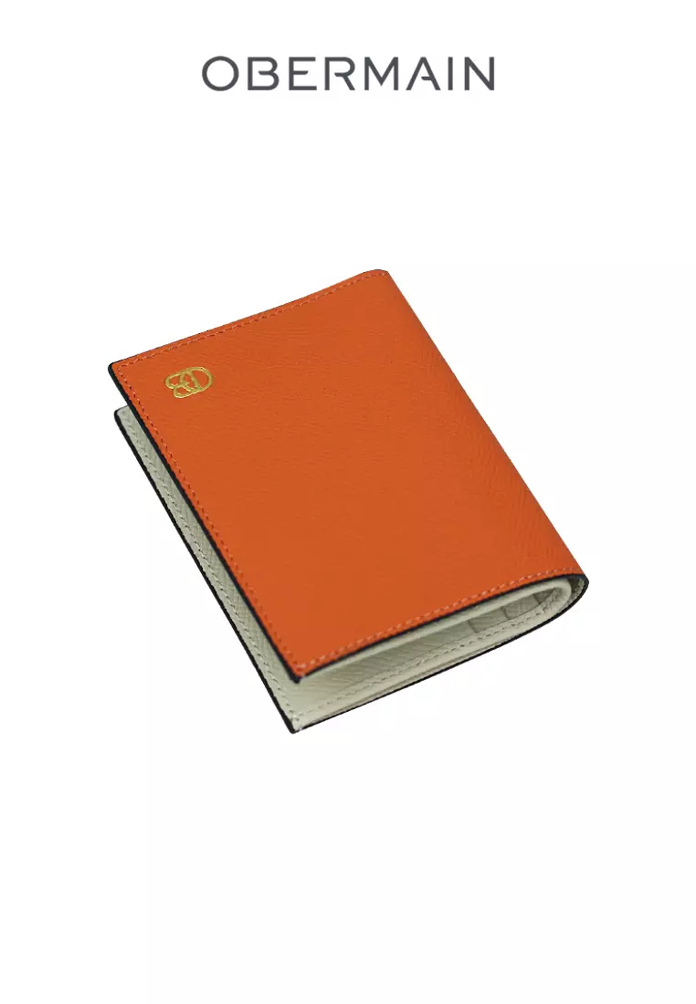 Ladies RFID Tall Wallet Genuine Leather Orange