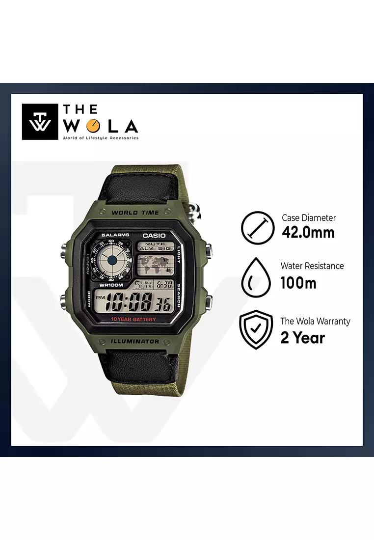 Men's Digital AE-1200WHB-3BV Black Resin Band Sport Watch