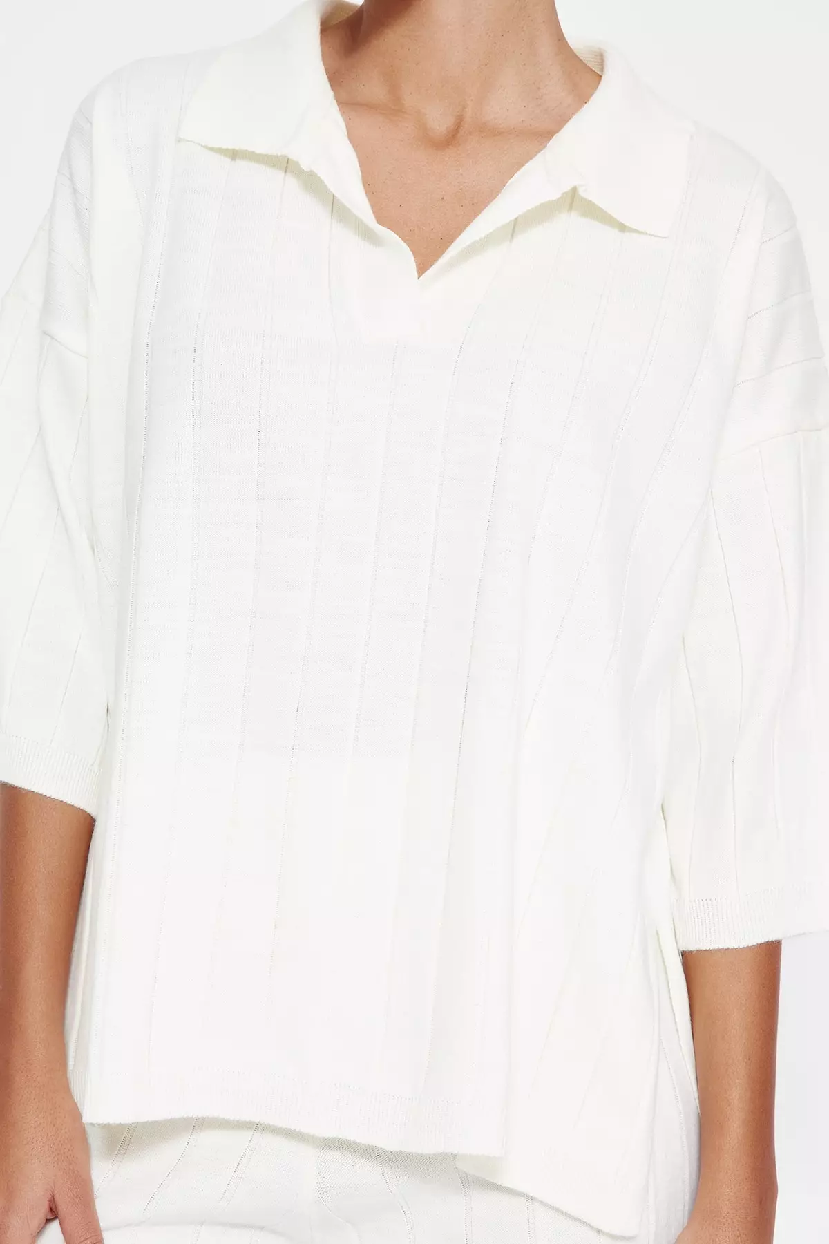 Basic Corded Knitwear Top and Bottom Set