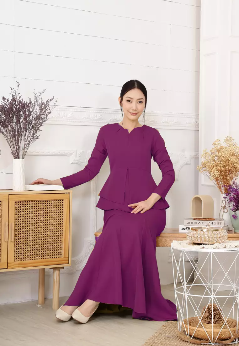 Serena Kurung Modern in Raspberry Purple