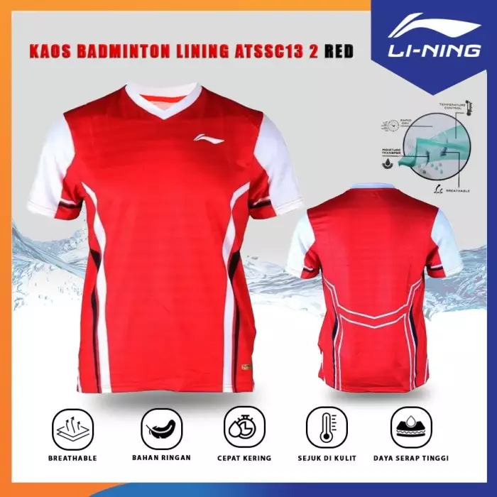KAOS / JERSEY BADMINTON LINING FOR BADMINTON PLAYER LN ATSSC13-2 / LN ATSSC 13-2 ORIGINAL-RED