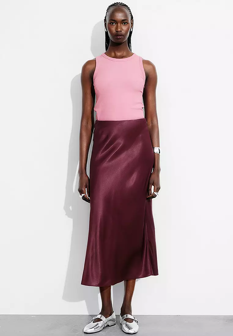 Satin midi skirt 1970 deals