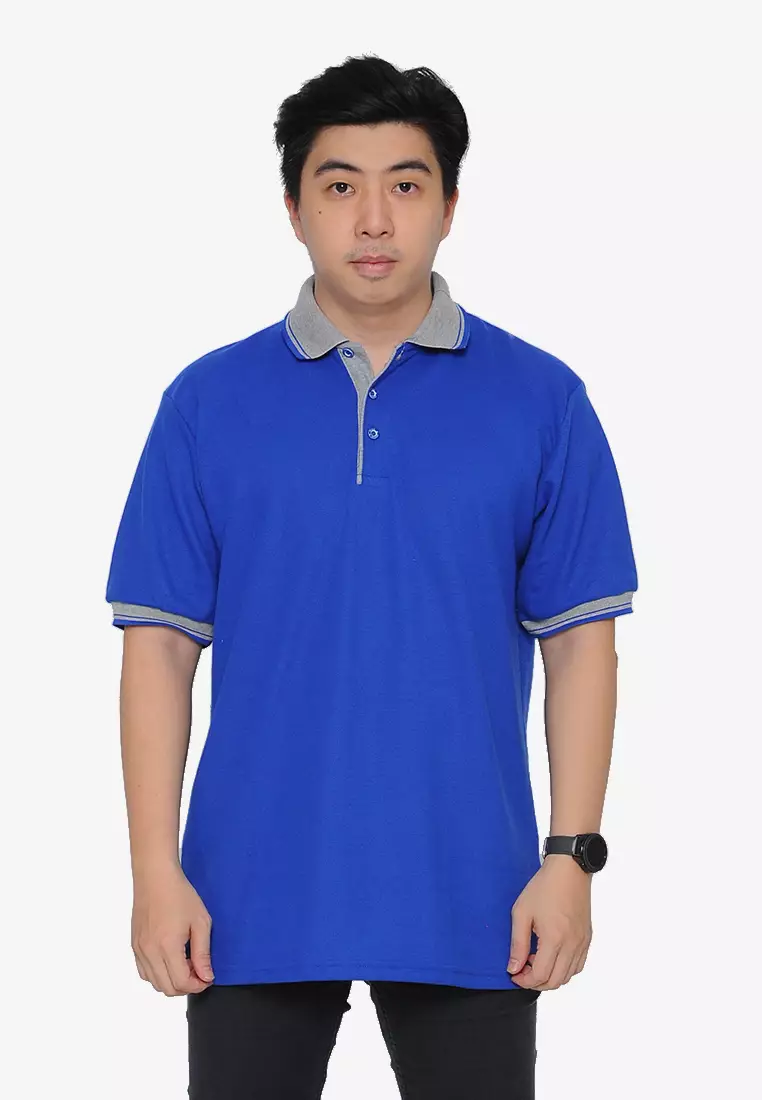 Andre Michel Kaos Polo Shirt Lengan Pendek Kerah Abu Biru Elektrik 933-15