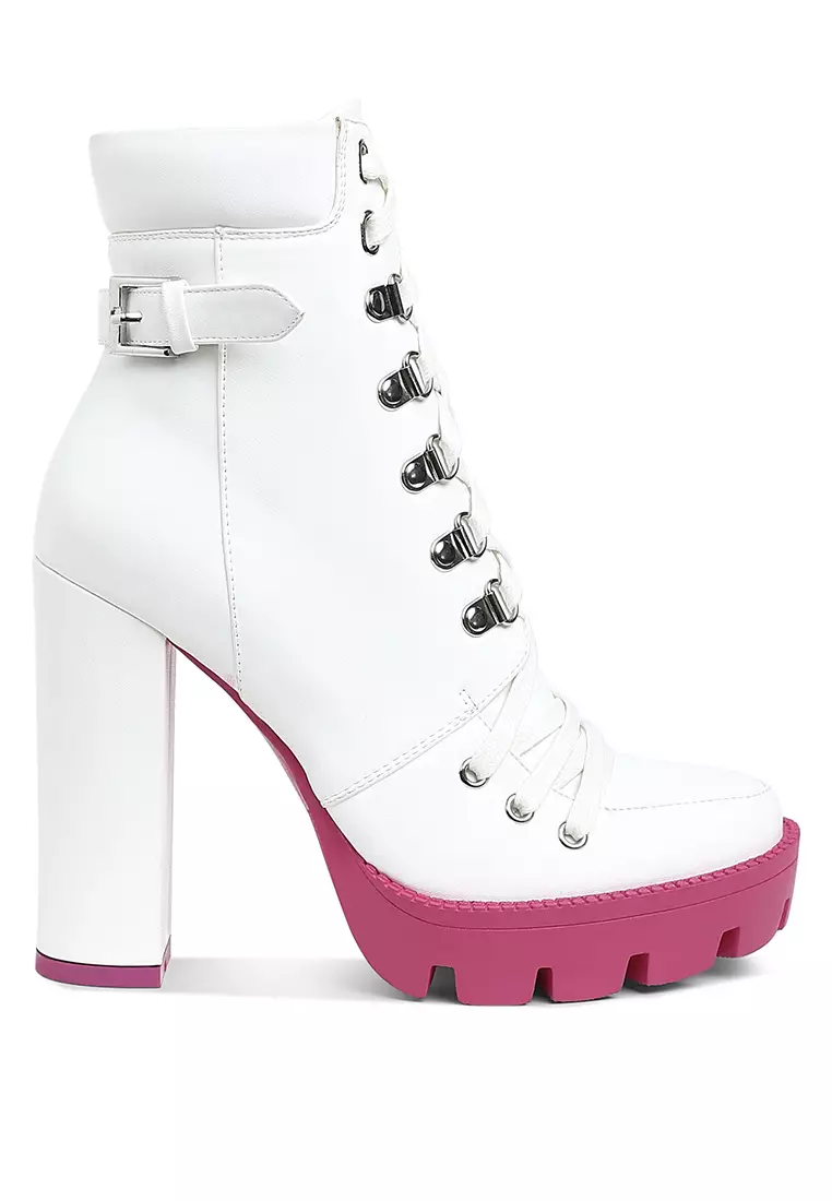 Cushion Collared White Biker Boot