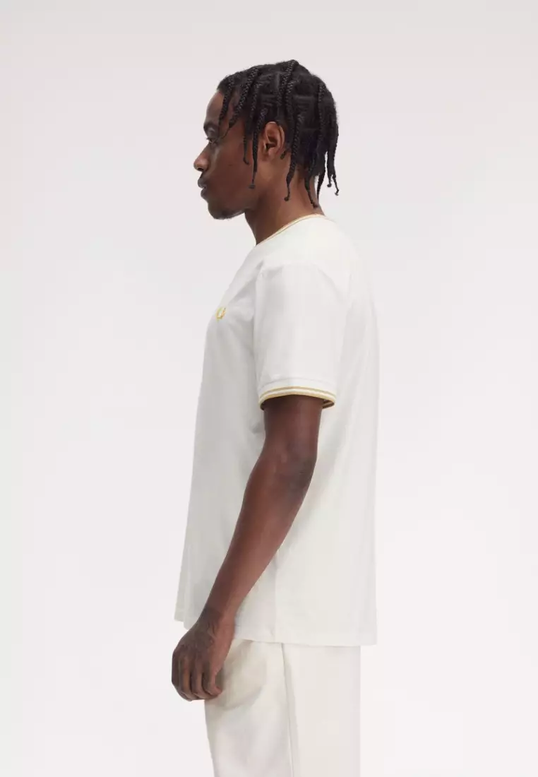 Fred Perry M1588 TWIN TIPPED T-SHIRT (Snow White / Honeycomb)