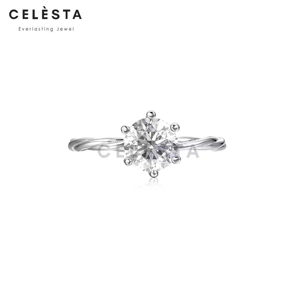 Berlian Moissanite Raine Ring [GRA CERTIFICATE MOISSANITE DIAMOND] - Cincin 1.2CT  Moissanite Diamond 925 Silver Celesta by Her Jewellery