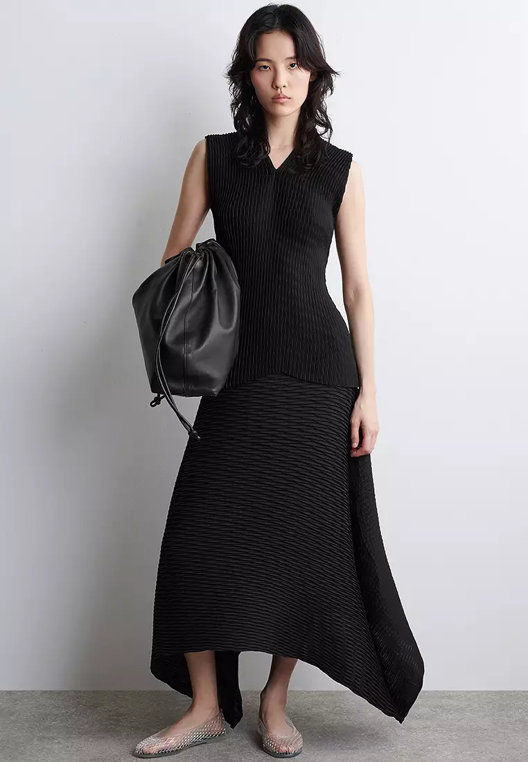 Voluminous Pleated Midi Skirt