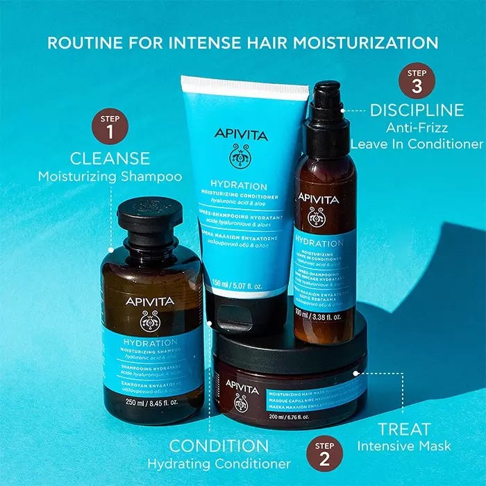 Apivita Hydration Moisturizing Conditioner 150 ml | Perawatan Conditioner Rambut Natural Non SLS Menghidrasi Mengatasi Rambut Kusut Sulit Diatur Mencegah Bercabang