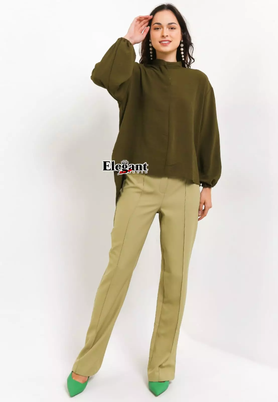 Kaionay Blouse Oversize Hijau Tua