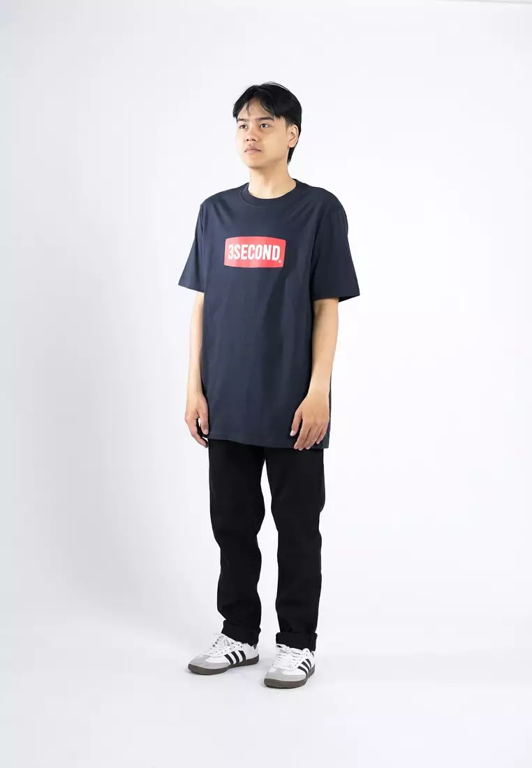 3Second Men's T-Shirt Short Sleeve Regular Fit Cotton Red Block OL-C270525